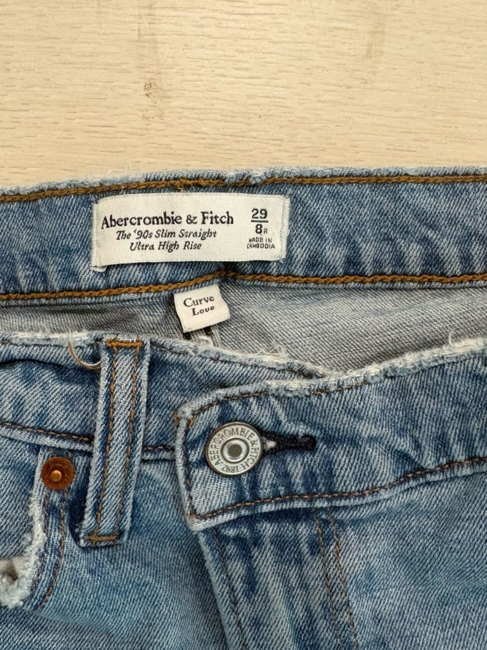 Abercrombie & Fitch Light Blue High-Rise Slim Straight Jeans
